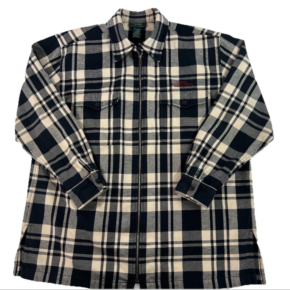 Vintage Lauren Ralph Lauren Womens Zip Up Flannel Size L